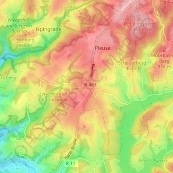 Mapa topográfico Neuenherweg, altitud, relieve