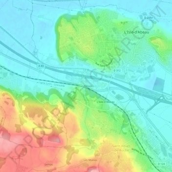 Mapa topográfico Le Temple, altitud, relieve