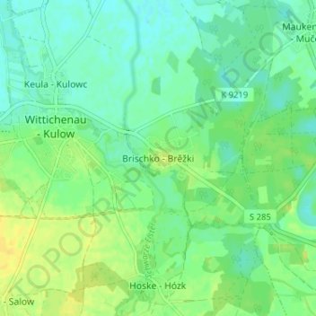 Mapa topográfico Brischko, altitud, relieve