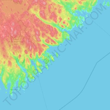 Mapa topográfico Jackies Island, altitud, relieve