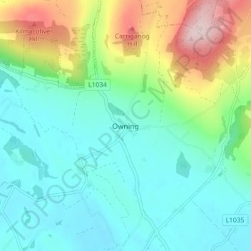 Mapa topográfico Owning, altitud, relieve