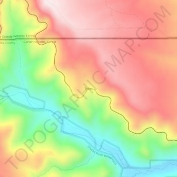 Mapa topográfico Toltec, altitud, relieve