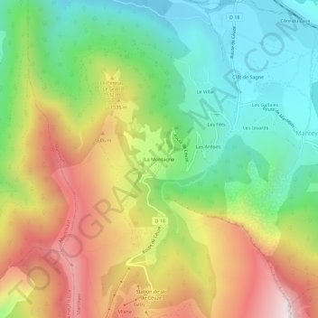 Mapa topográfico La Montagne, altitud, relieve