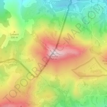 Mapa topográfico Baztan, altitud, relieve