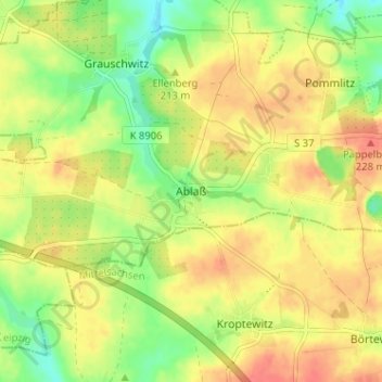 Mapa topográfico Ablaß, altitud, relieve