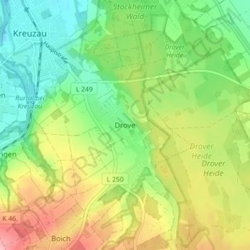 Mapa topográfico Drove, altitud, relieve