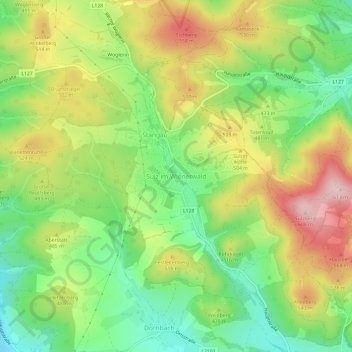 Mapa topográfico Sulz im Wienerwald, altitud, relieve