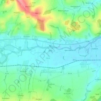 Mapa topográfico Gerau, altitud, relieve