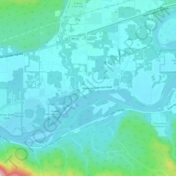 Mapa topográfico Birdsview, altitud, relieve