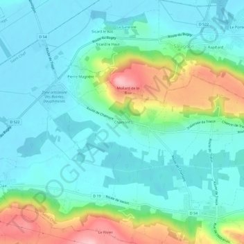 Mapa topográfico Chamont, altitud, relieve
