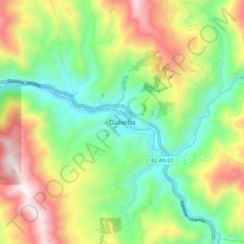 Mapa topográfico Dabeiba, altitud, relieve