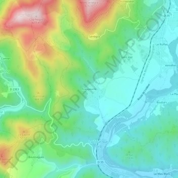 Mapa topográfico Frangouille, altitud, relieve