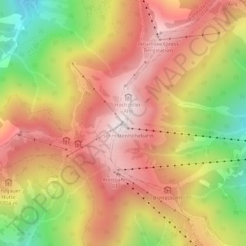 Mapa topográfico Schmittenhöhe, altitud, relieve