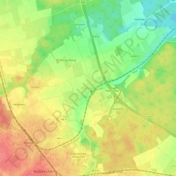 Mapa topográfico Föching, altitud, relieve