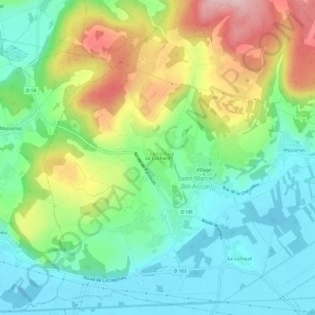 Mapa topográfico Le Cochard, altitud, relieve