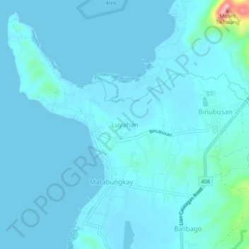 Mapa topográfico Luyahan, altitud, relieve