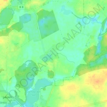 Mapa topográfico Minzow, altitud, relieve