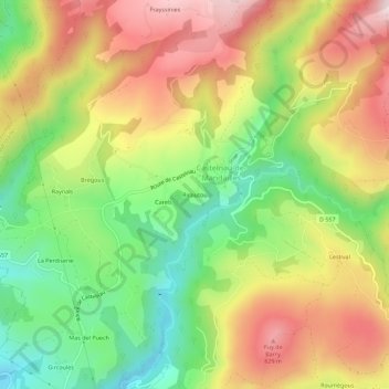 Mapa topográfico Ricoutou, altitud, relieve