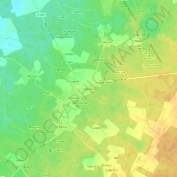 Mapa topográfico Lagrave, altitud, relieve