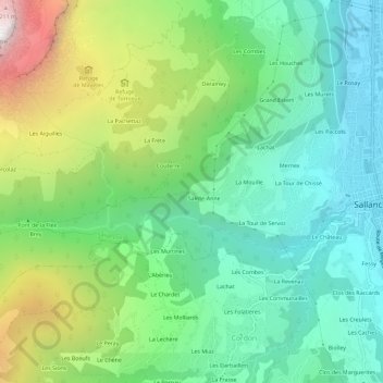 Mapa topográfico Phitherne, altitud, relieve