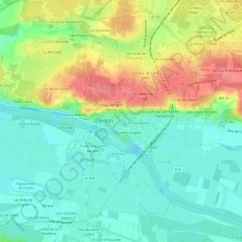 Mapa topográfico La Ville, altitud, relieve
