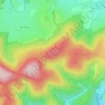 Mapa topográfico Hoher Hagen, altitud, relieve