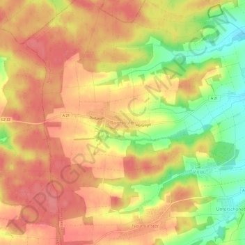 Mapa topográfico Baiershofen, altitud, relieve