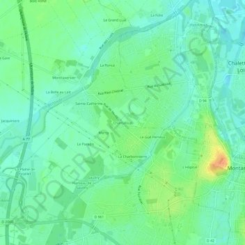 Mapa topográfico Chantaloup, altitud, relieve
