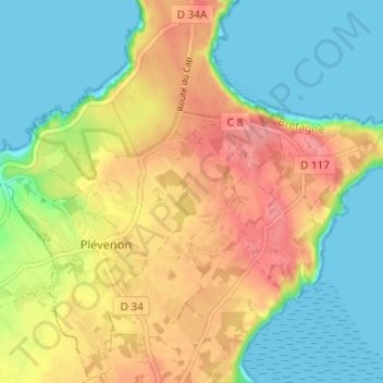 Mapa topográfico Le Clos Guy, altitud, relieve