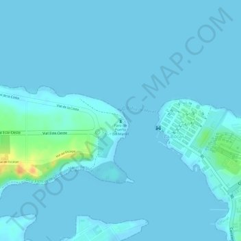 Mapa topográfico Faro de Puerto del Mariel, altitud, relieve