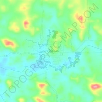 Mapa topográfico Nova União, altitud, relieve