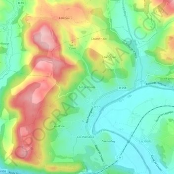 Mapa topográfico Sol de Rosiès, altitud, relieve
