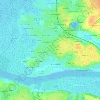 Mapa topográfico Les Carterons, altitud, relieve