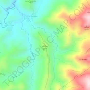 Mapa topográfico Cerro La Yegua, altitud, relieve