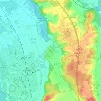 Mapa topográfico Thal, altitud, relieve