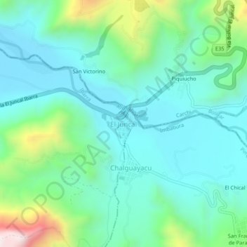 Mapa topográfico El Juncal, altitud, relieve