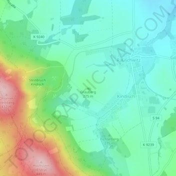 Mapa topográfico Grauberg, altitud, relieve