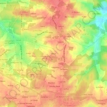 Mapa topográfico Pétrus, altitud, relieve