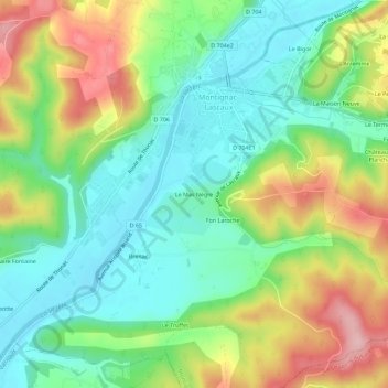 Mapa topográfico Le Mas Nègre, altitud, relieve