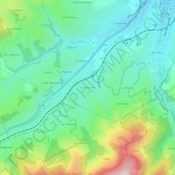 Mapa topográfico La Brocharie, altitud, relieve
