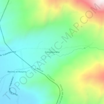 Mapa topográfico Colombia Alta, altitud, relieve