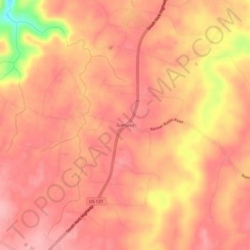 Mapa topográfico Grimsley, altitud, relieve