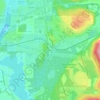 Mapa topográfico Henrys, altitud, relieve