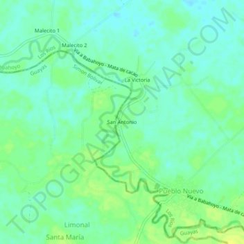 Mapa topográfico San Antonio, altitud, relieve