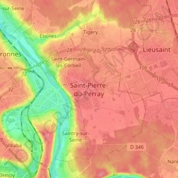 Mapa topográfico Saint-Pierre-du-Perray, altitud, relieve