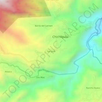 Mapa topográfico San José, altitud, relieve