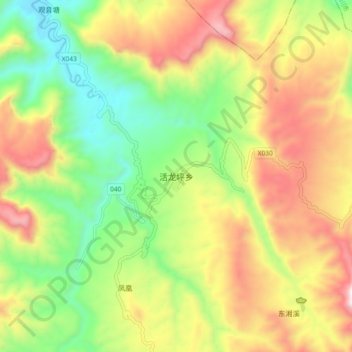 Mapa topográfico Huolongping, altitud, relieve