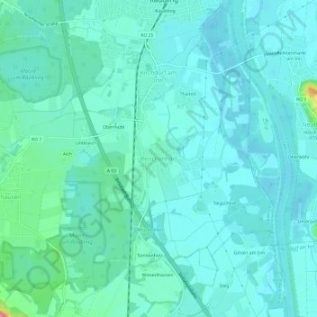Mapa topográfico Reischenhart, altitud, relieve