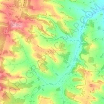 Mapa topográfico Bezolles, altitud, relieve