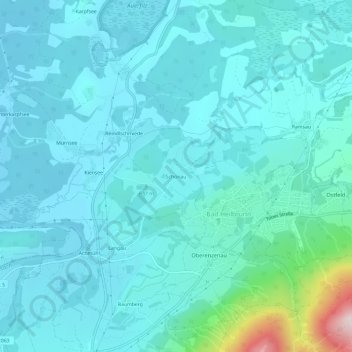 Mapa topográfico Schönau, altitud, relieve